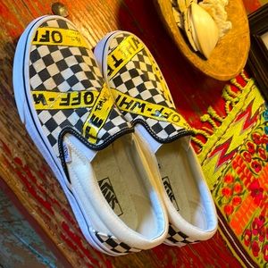 Custom painted CLASSIC SLIP-ON CHECKERBOARD SHOE size 10